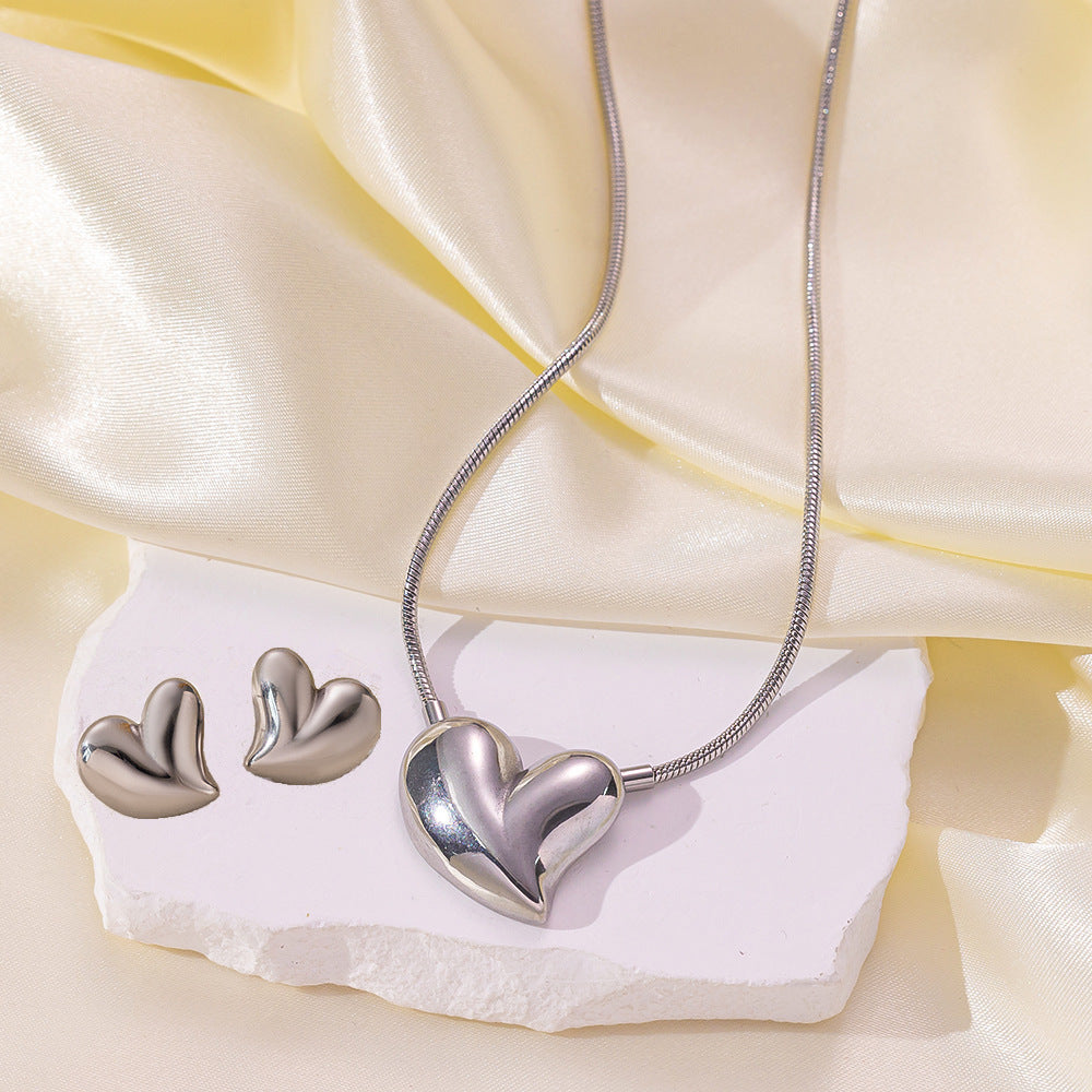 Stainless Steel Necklace Earrings Women's Jewelry Suit - FASHIONKULTUR