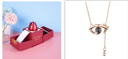Hot Valentine's Day Gifts Metal Rose Jewelry Gift Box Necklace For Wedding Girlfriend Necklace Gifts - FASHIONKULTUR