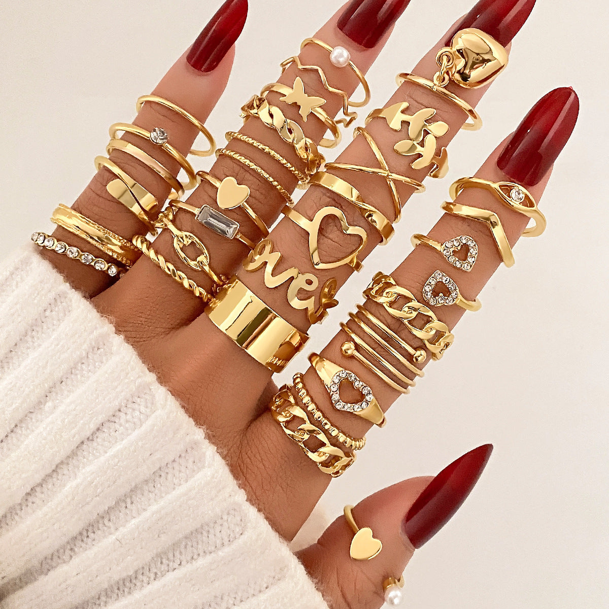 Ring Female Niche Senior Knuckle Ring 23 Pieces Suit - FASHIONKULTUR