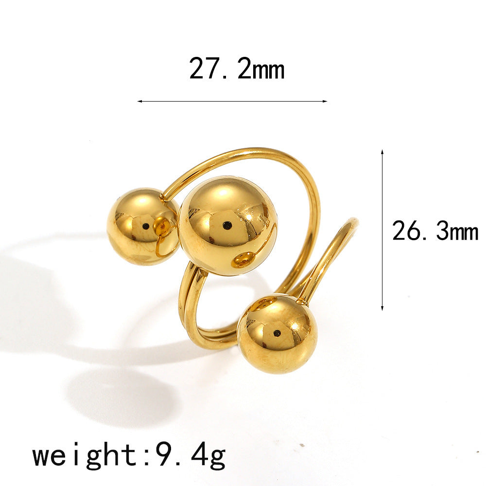 Round Ball Line Titanium Steel Ring Female Fashion - FASHIONKULTUR