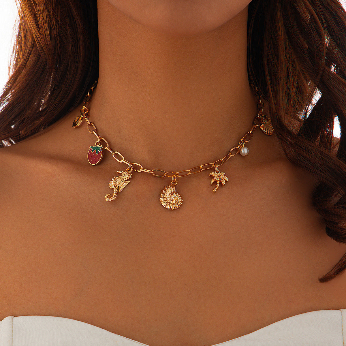 Flower Irregular Necklace Strawberry Alloy Female - FASHIONKULTUR