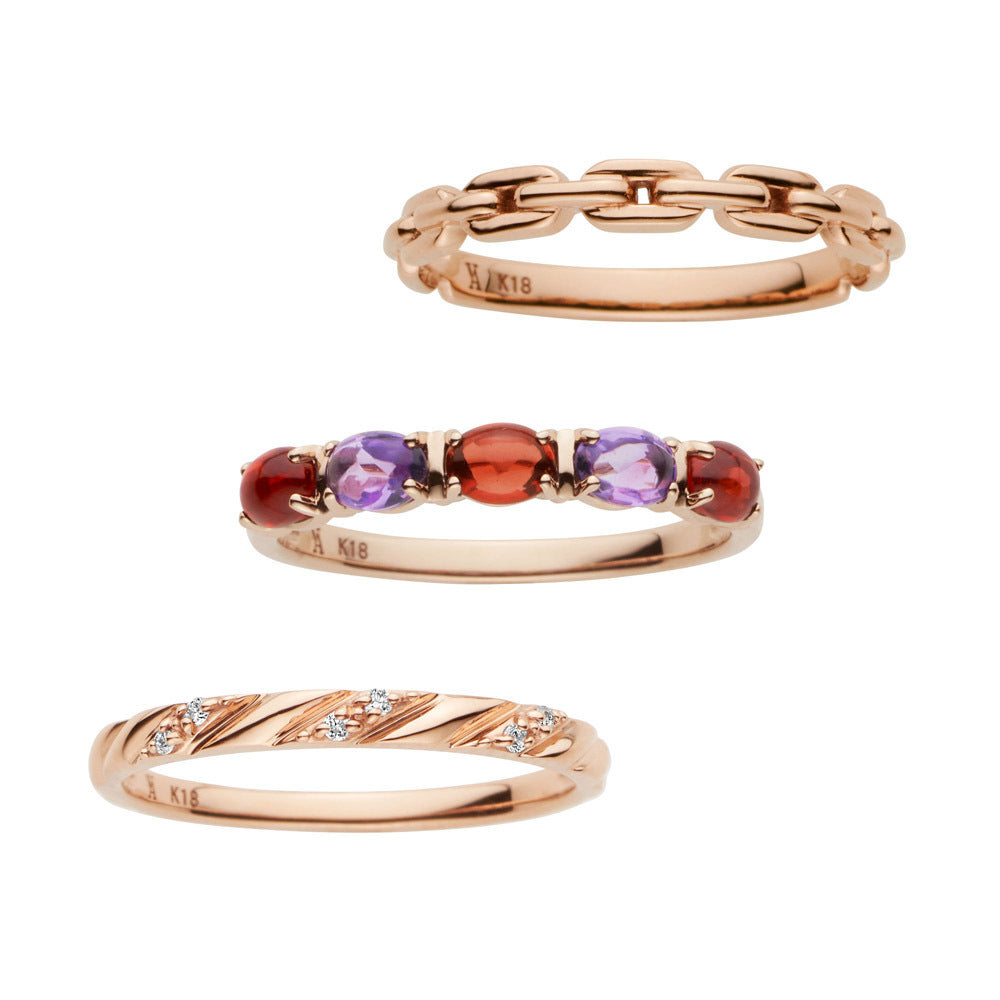 Natural Citrine Amethyst Three-Piece Ring - FASHIONKULTUR
