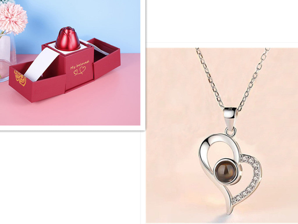 Hot Valentine's Day Gifts Metal Rose Jewelry Gift Box Necklace For Wedding Girlfriend Necklace Gifts - FASHIONKULTUR