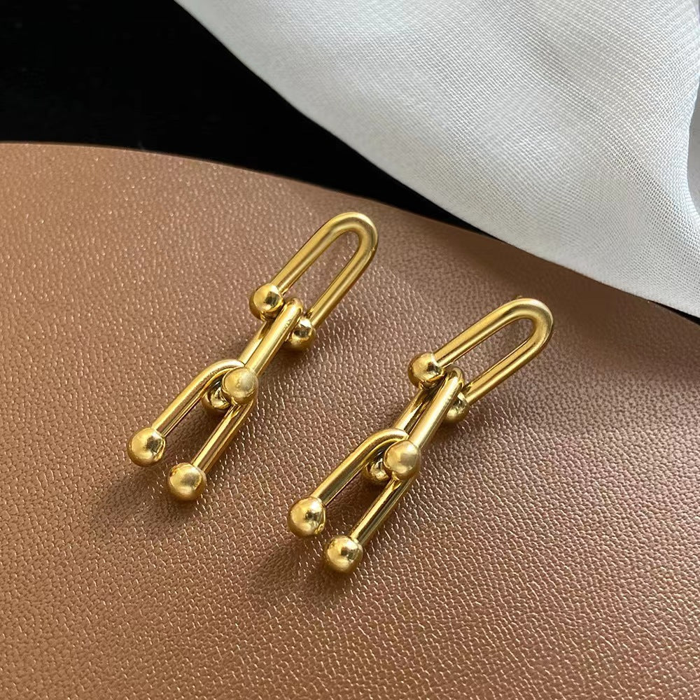 Ornament Hip Hop Trend Design U-shaped Vachette Clasp Necklace Stylish And Unique Bracelet Jewelry Suit - FASHIONKULTUR