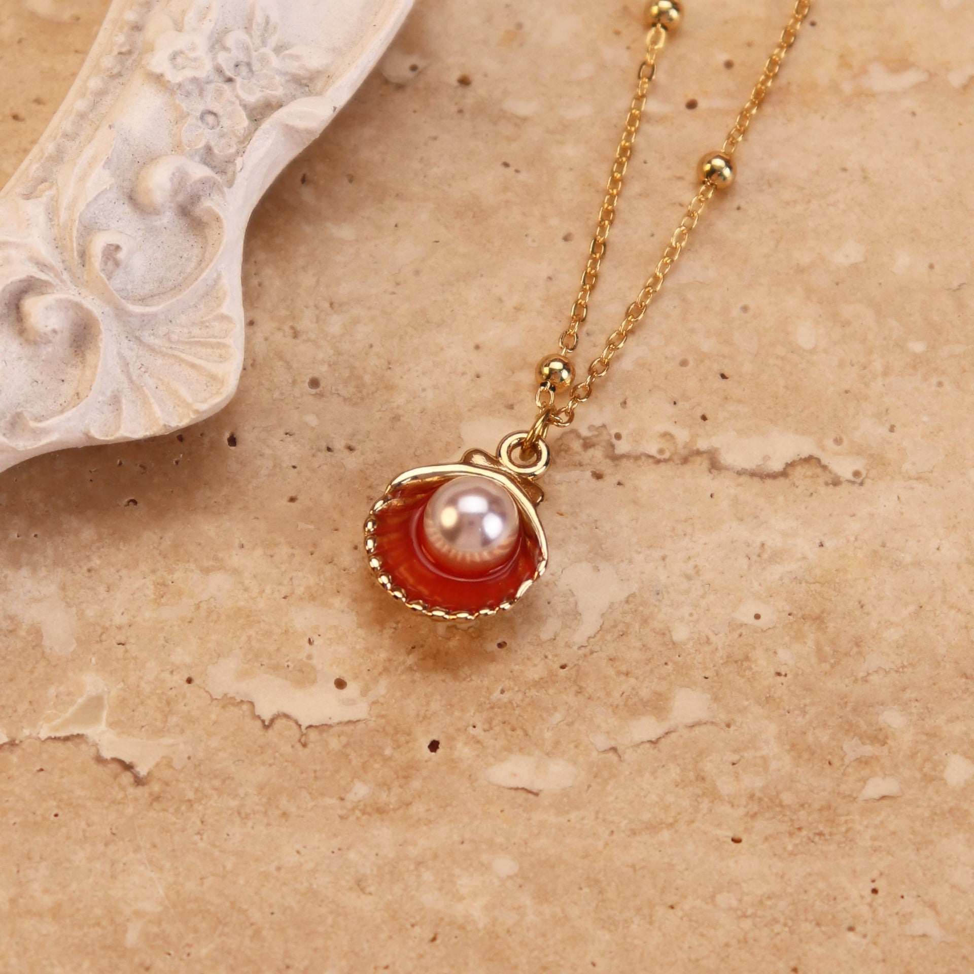 Non-fading Titanium Steel Pearl Shell Conch Necklace For Women - FASHIONKULTUR