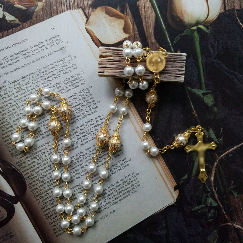 Retro Receptacle Micro Glass Bead Handmade Beaded Necklace Fashionable All-match Sweater Chain - FASHIONKULTUR
