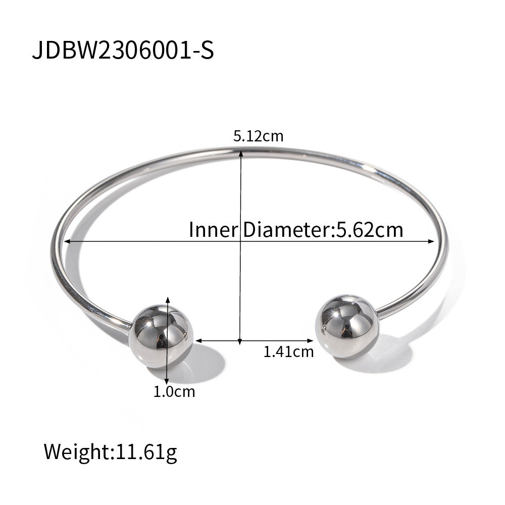 Stainless Steel Irregular Texture Spherical Open-ended Bracelet - FASHIONKULTUR