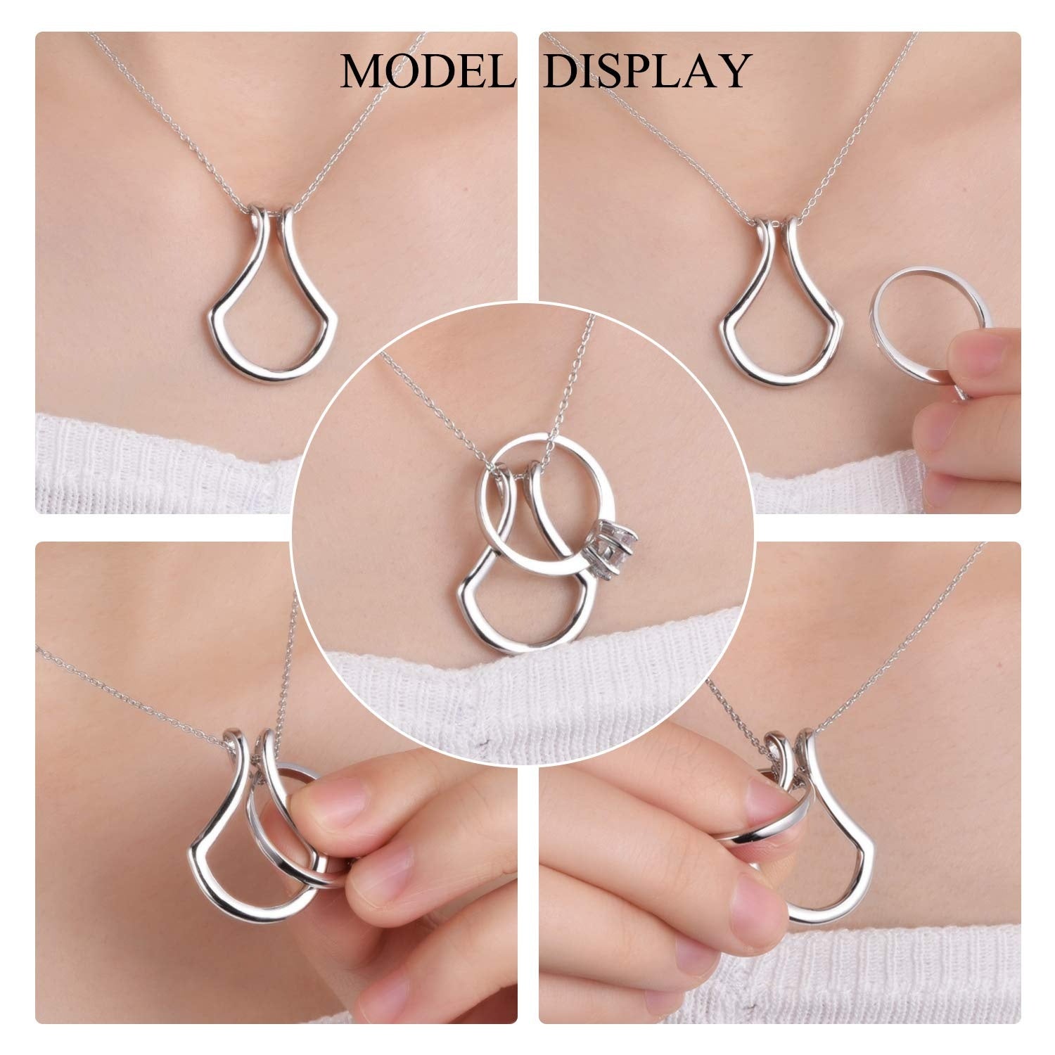 Sterling Silver Ring Holder Necklace Pendant Jewelry for Women - FASHIONKULTUR