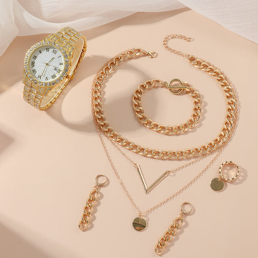 Women's Watch Jewelry 5-piece Set New Quartz Watch Gift Suit Wrist Watch - FASHIONKULTUR