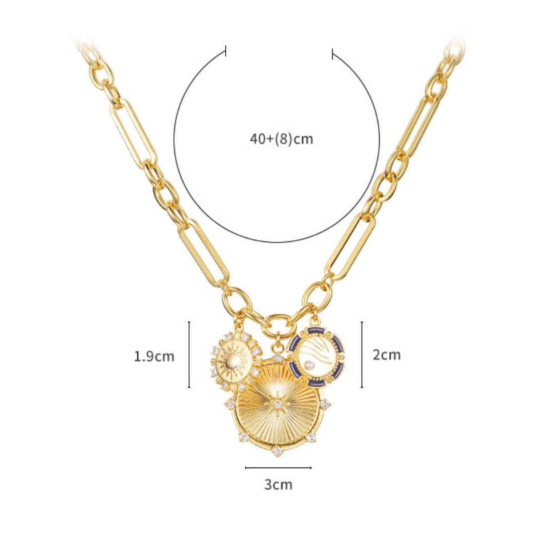 Fashion Jewelry Creative Sun Pendant Necklace Copper-plated Gold Clavicle Chain Summer Jewelry Stainless Steel Chain - FASHIONKULTUR