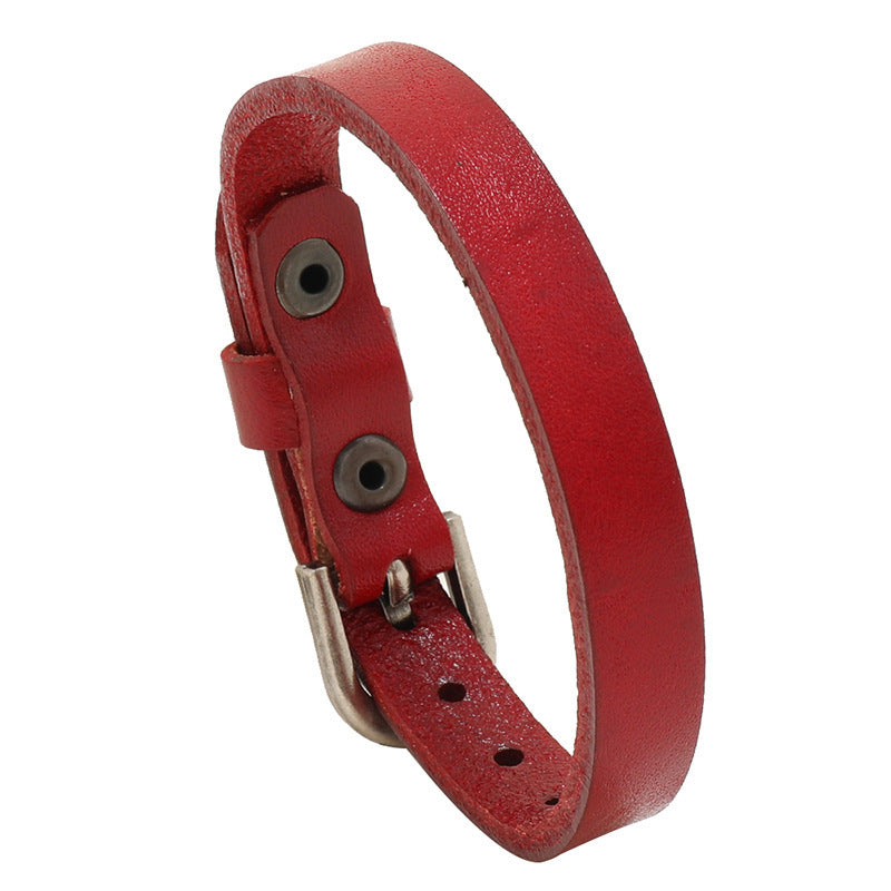 Simple Retro Multi-color Adjustable Cattle Leather Bracelet - FASHIONKULTUR