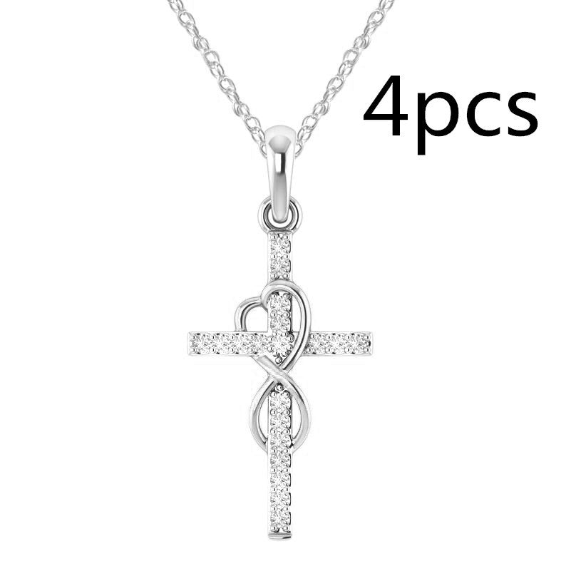 Alloy Pendant With Diamond And Eight-character Cross Necklace - FASHIONKULTUR