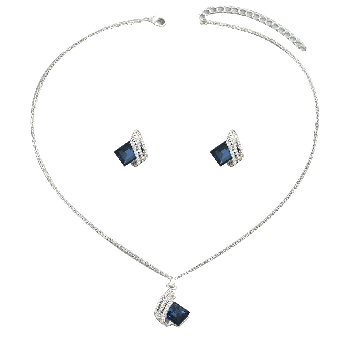 Women's Geometric Inlaid Crystal Necklace Suit - FASHIONKULTUR