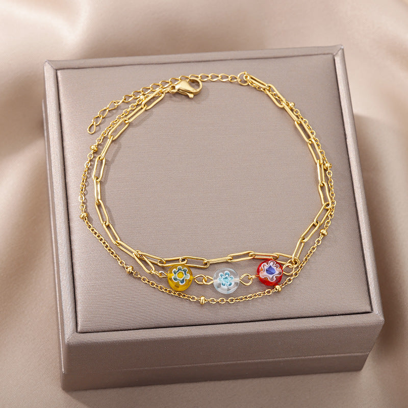 Devil's Eye Anklet Personality Combination Color Eyes Irregular Pearl - FASHIONKULTUR