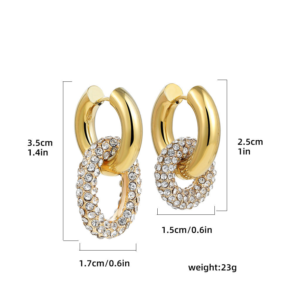 Stainless Steel 18K Gold Plating Twist-knot Earrings With Diamonds - FASHIONKULTUR