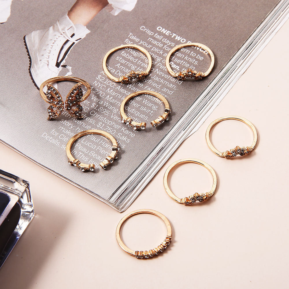 Ring Diamond Butterfly 8-Piece Jewelry - FASHIONKULTUR