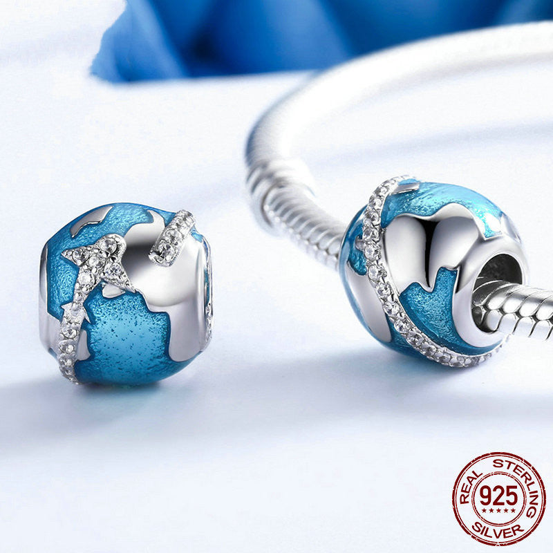 Women's Sterling Silver Around The World Loose Beads Pendant - FASHIONKULTUR