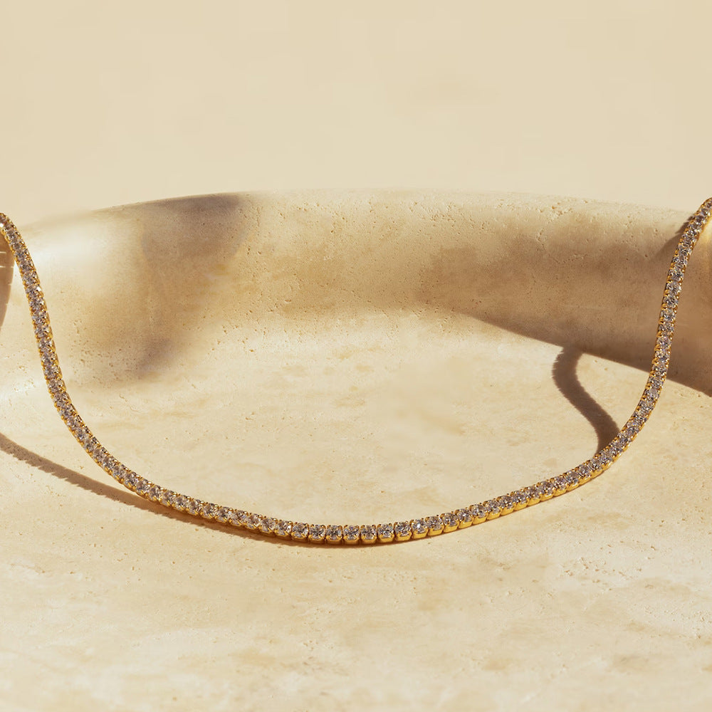 Round Zirconia Tennis Clavicle Necklace - FASHIONKULTUR