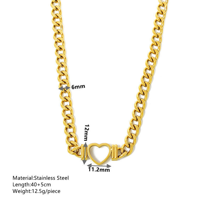 Stainless Steel Heart-shaped Necklace Bracelet Gift Set - FASHIONKULTUR