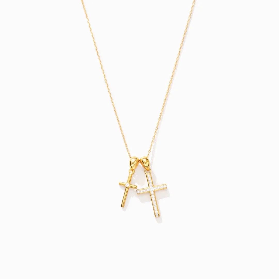 Silver Double Cross Necklace For Women - FASHIONKULTUR