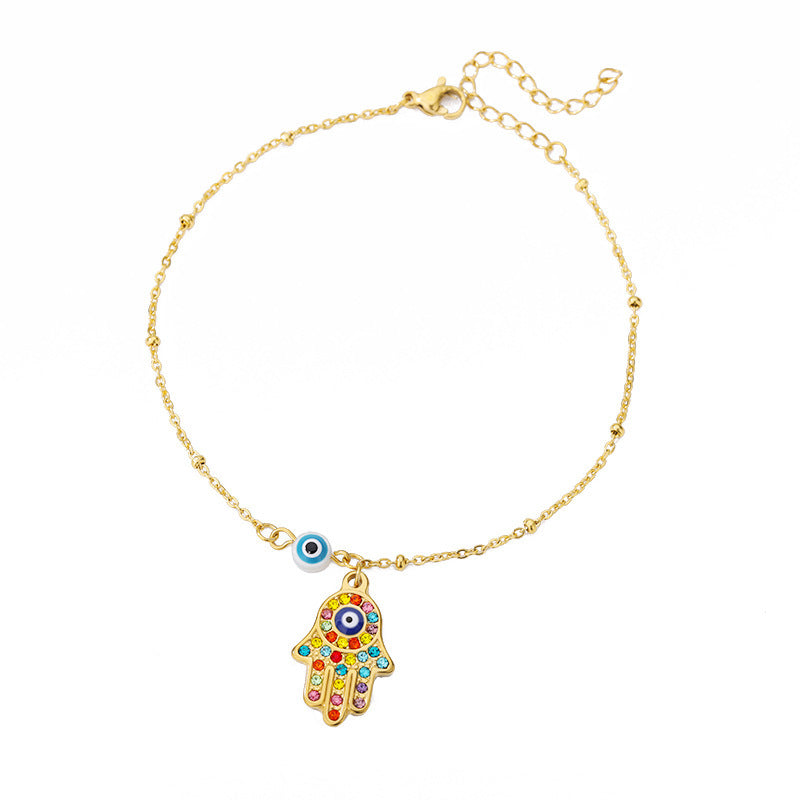 Devil's Eye Anklet Personality Combination Color Eyes Irregular Pearl - FASHIONKULTUR