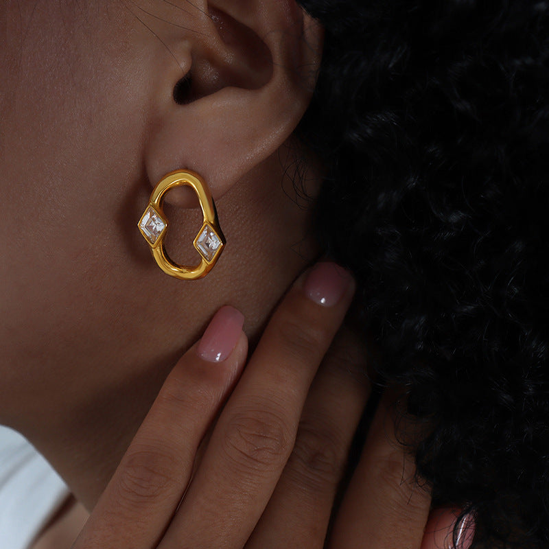 Light Luxury Diamond Zircon Irregular Circles Earrings - FASHIONKULTUR