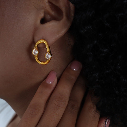 Light Luxury Diamond Zircon Irregular Circles Earrings - FASHIONKULTUR