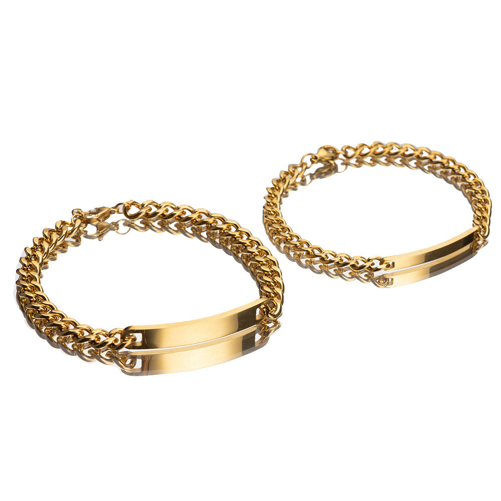 Titanium Steel Curved Plate Rose Gold Plated Men's And Women's Bracelet Bracelet - FASHIONKULTUR