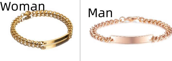 Titanium Steel Curved Plate Rose Gold Plated Men's And Women's Bracelet Bracelet - FASHIONKULTUR