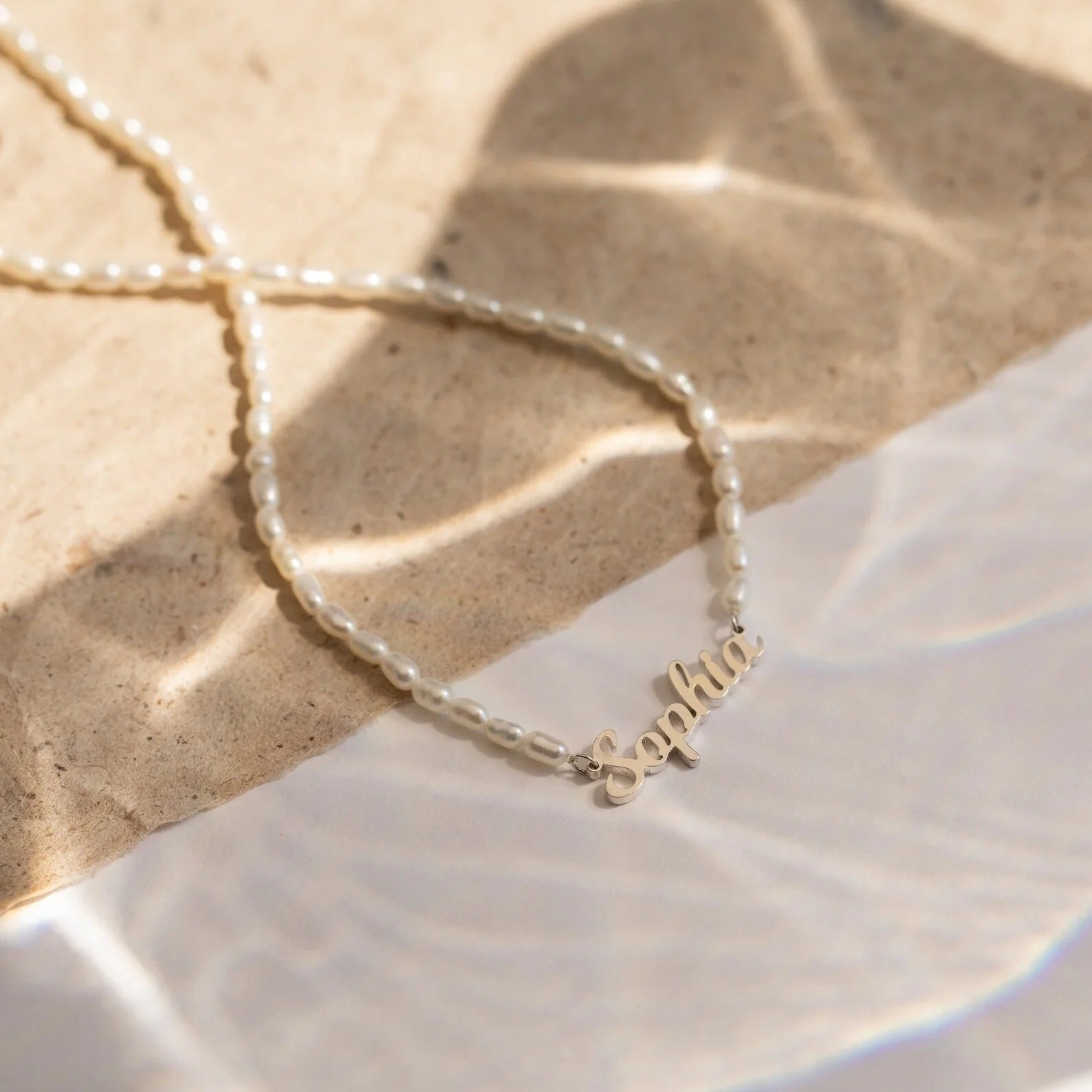 Personalized Custom Name Pendant Fashion Pearl Beaded Necklace For Women Stainless Steel Customized Nameplate Necklace Jewelry - FASHIONKULTUR