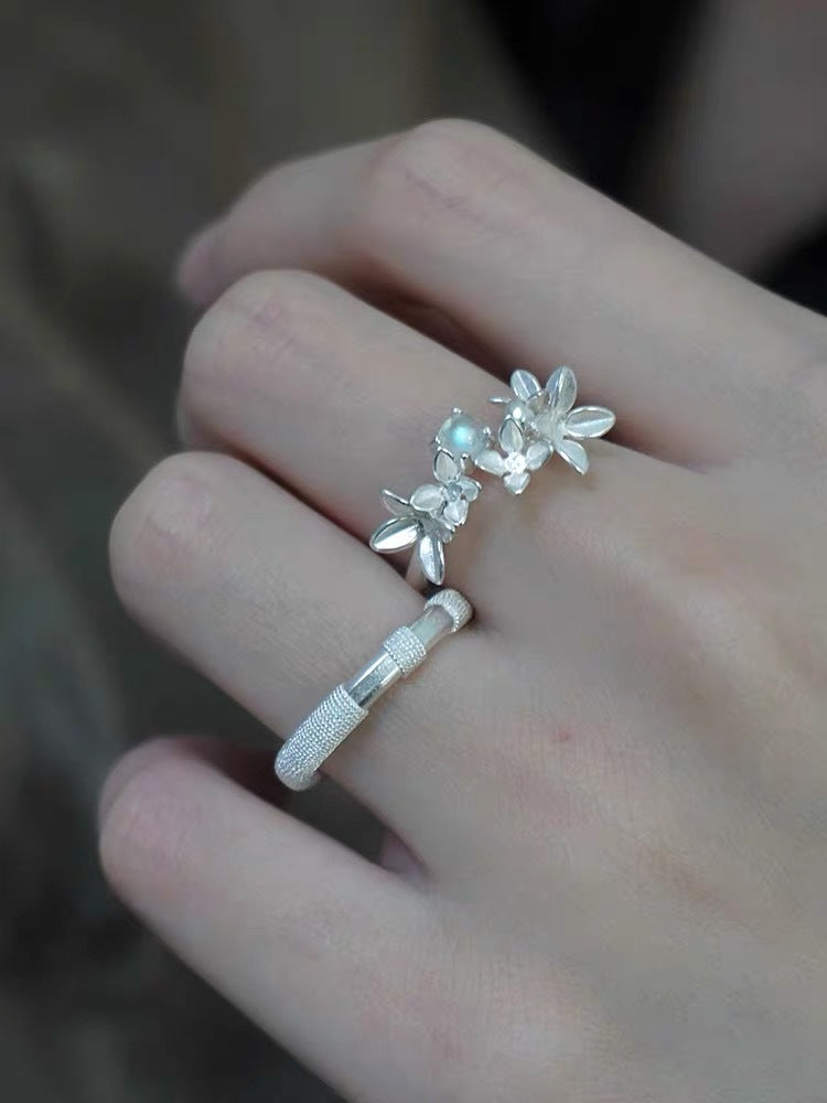Moonlight Stone Pure Silver Ring - FASHIONKULTUR