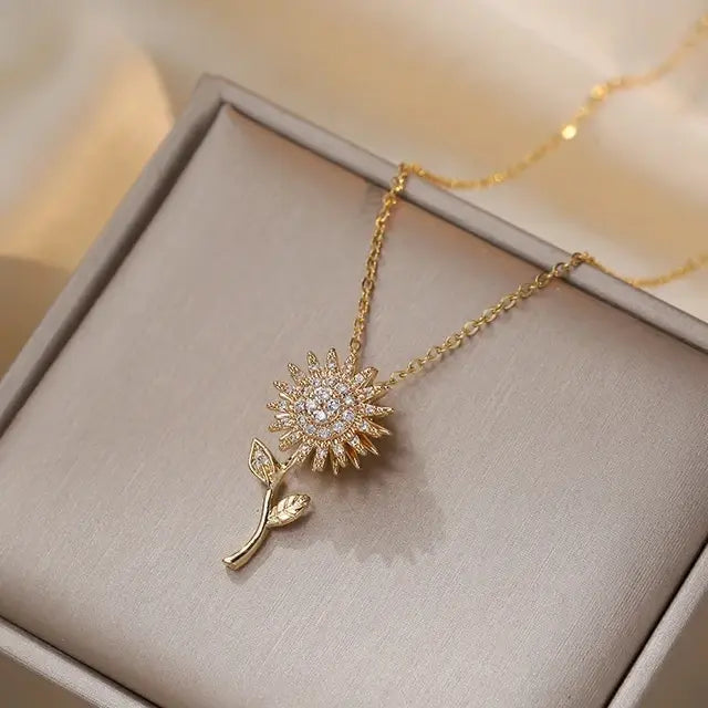 Double-layer Rotatable Sunflower Necklaces - FASHIONKULTUR