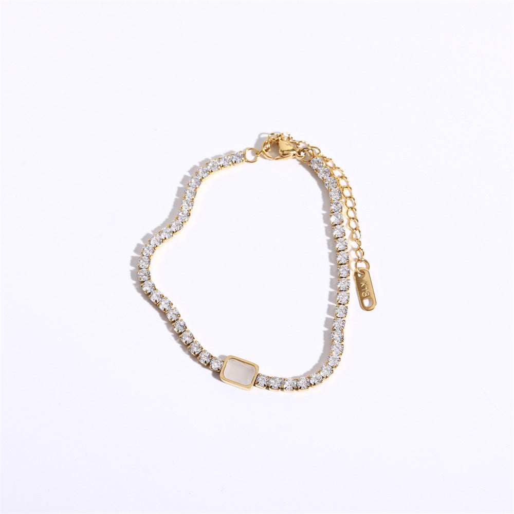 Tennis Zircon Necklace Emerald Simple Style - FASHIONKULTUR