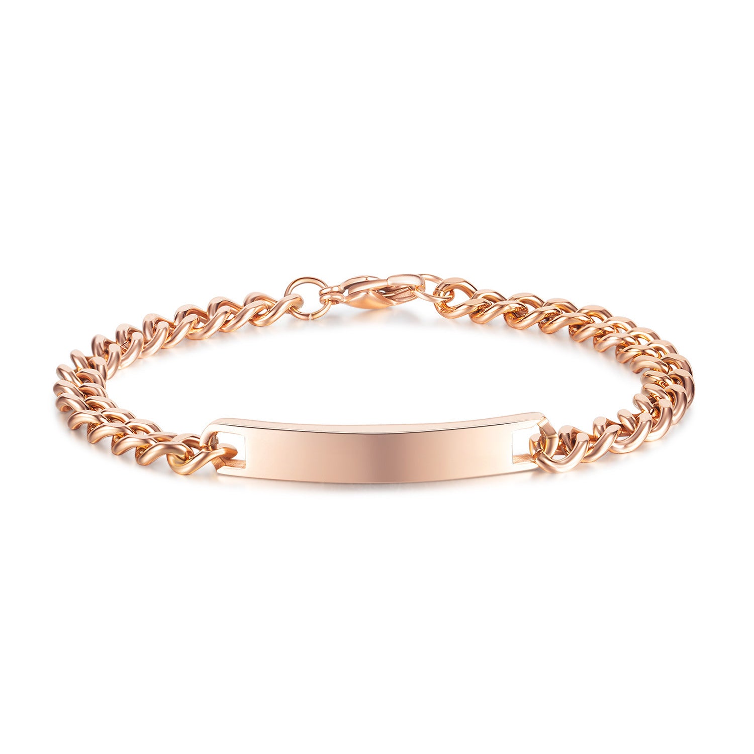 Titanium Steel Curved Plate Rose Gold Plated Men's And Women's Bracelet Bracelet - FASHIONKULTUR