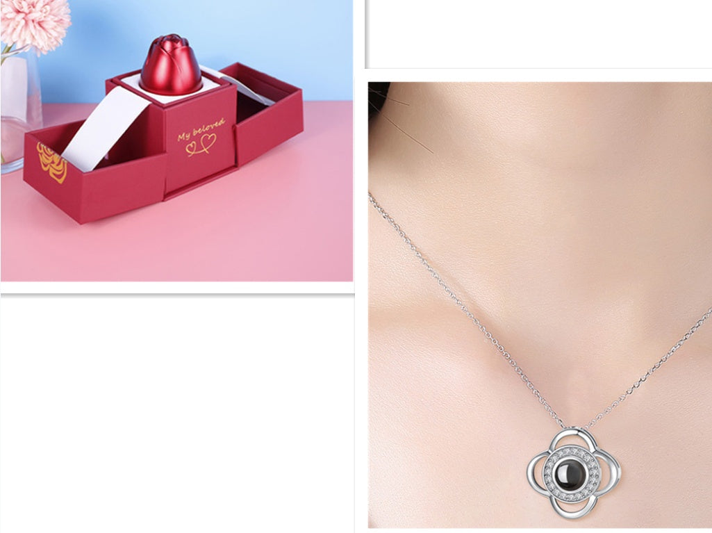 Hot Valentine's Day Gifts Metal Rose Jewelry Gift Box Necklace For Wedding Girlfriend Necklace Gifts - FASHIONKULTUR