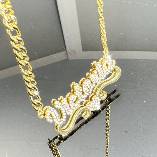 Personalized Double-layer Heart-shaped Nameplate Necklace - FASHIONKULTUR