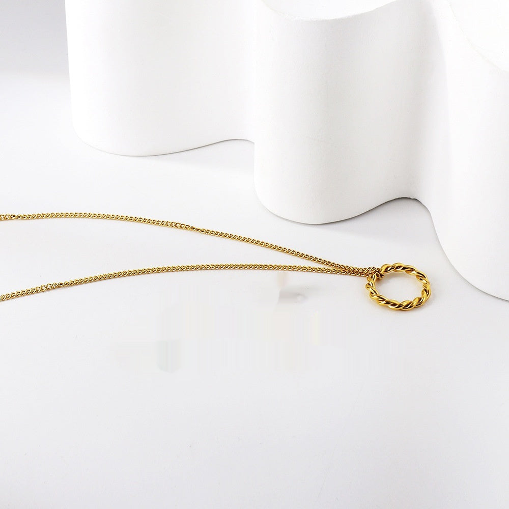 Women's Fashionable Exquisite Non-fading Openwork Circle Gold Simple Twist Necklace - FASHIONKULTUR