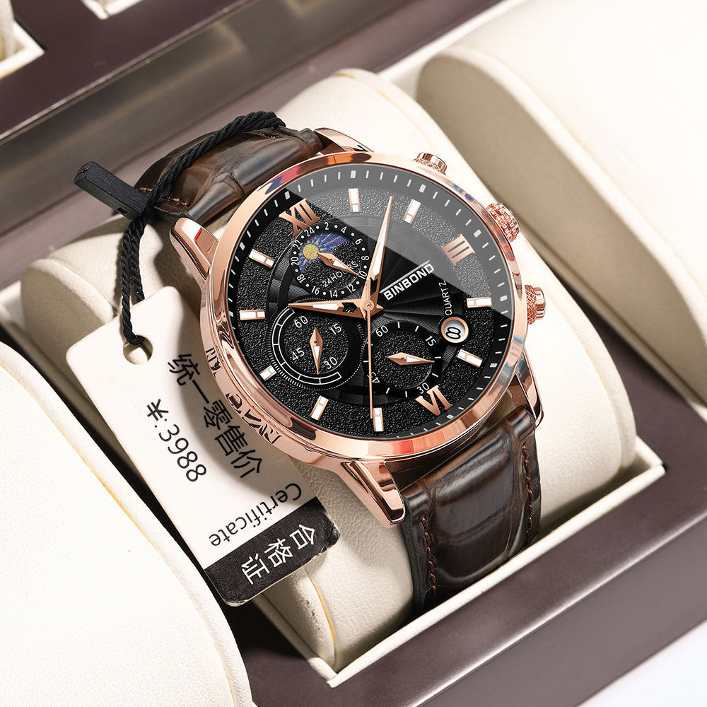 Simple Multifunctional Chronograph Waterproof Quartz Watch - FASHIONKULTUR