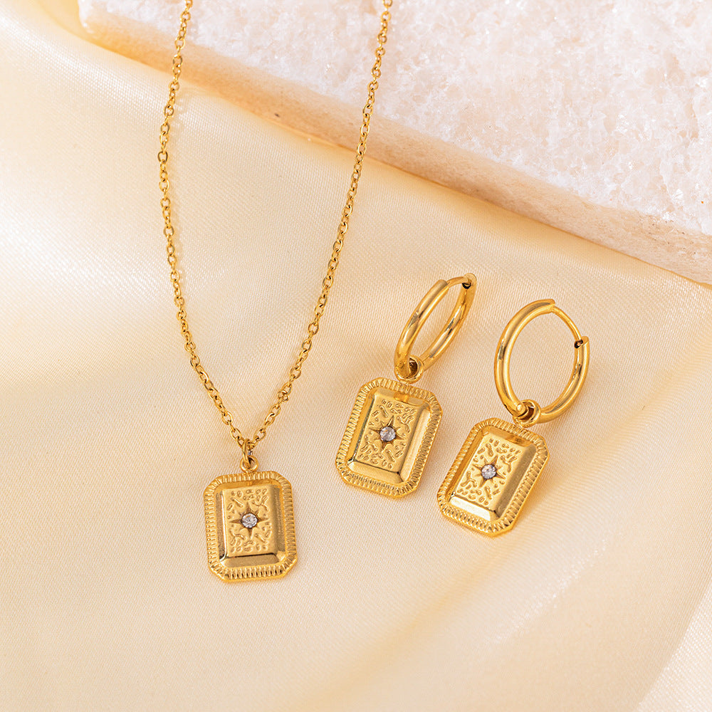 Stainless Steel Necklace Earrings Women's Jewelry Suit - FASHIONKULTUR