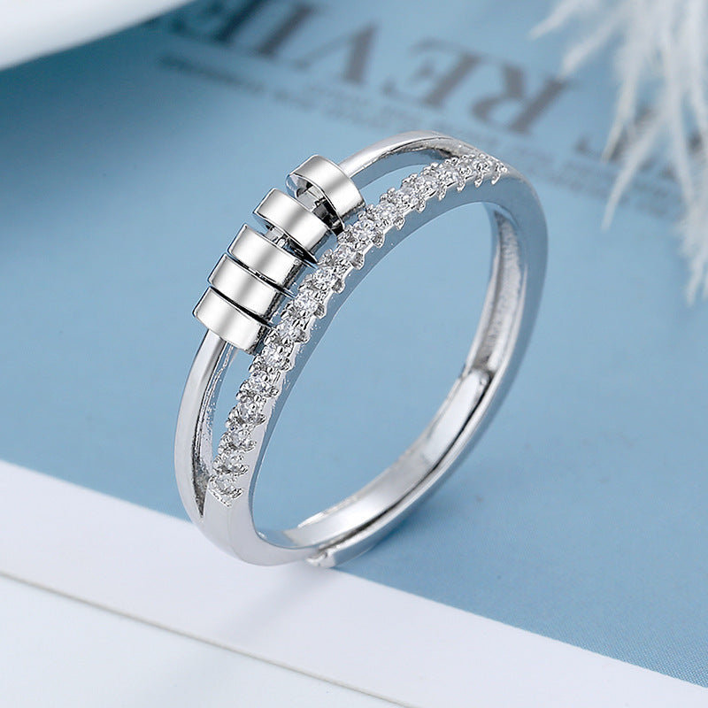 Five-ring Zircon Rotatable Ring Hipster - FASHIONKULTUR