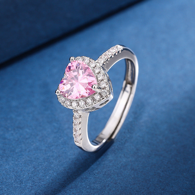 Fashion Jewelry Micro-encrusted Zircon Diamond Love Peach Heart Ring Female Luxury High-end Marriage Niche Temperament Hand Jewelry - FASHIONKULTUR