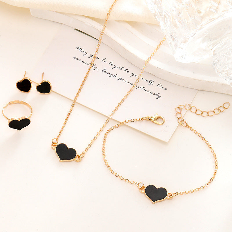 Simple Love Jewelry Women's Fashion Necklace Suit Heart Jewelry Set Gift For Her Fashion Party Jewelry - FASHIONKULTUR