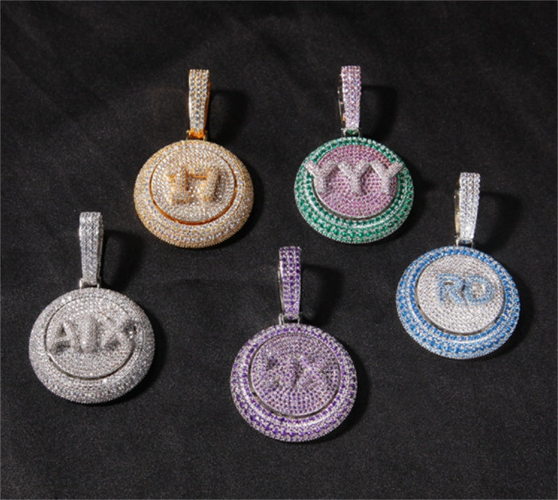 Personalized Hip Hop Custom Rotating Pendant 26 Letter Name Micro Inlaid Zircon - FASHIONKULTUR
