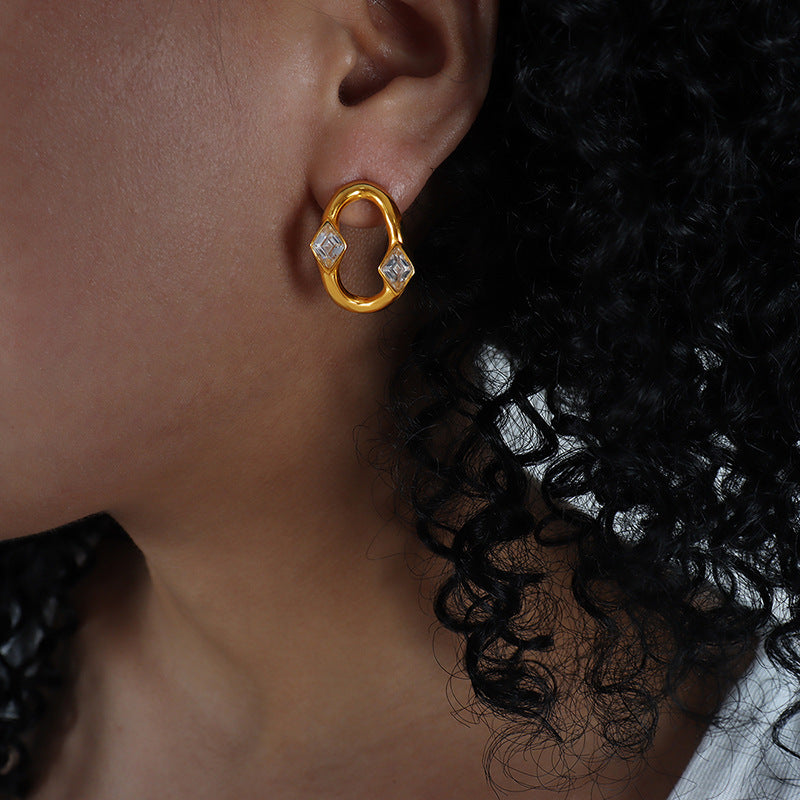 Light Luxury Diamond Zircon Irregular Circles Earrings - FASHIONKULTUR