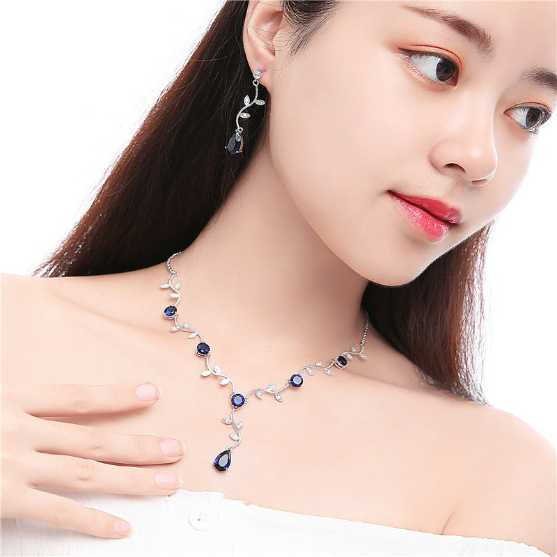 High Quality Zircon Necklace Full Diamond Jewelry Set - FASHIONKULTUR