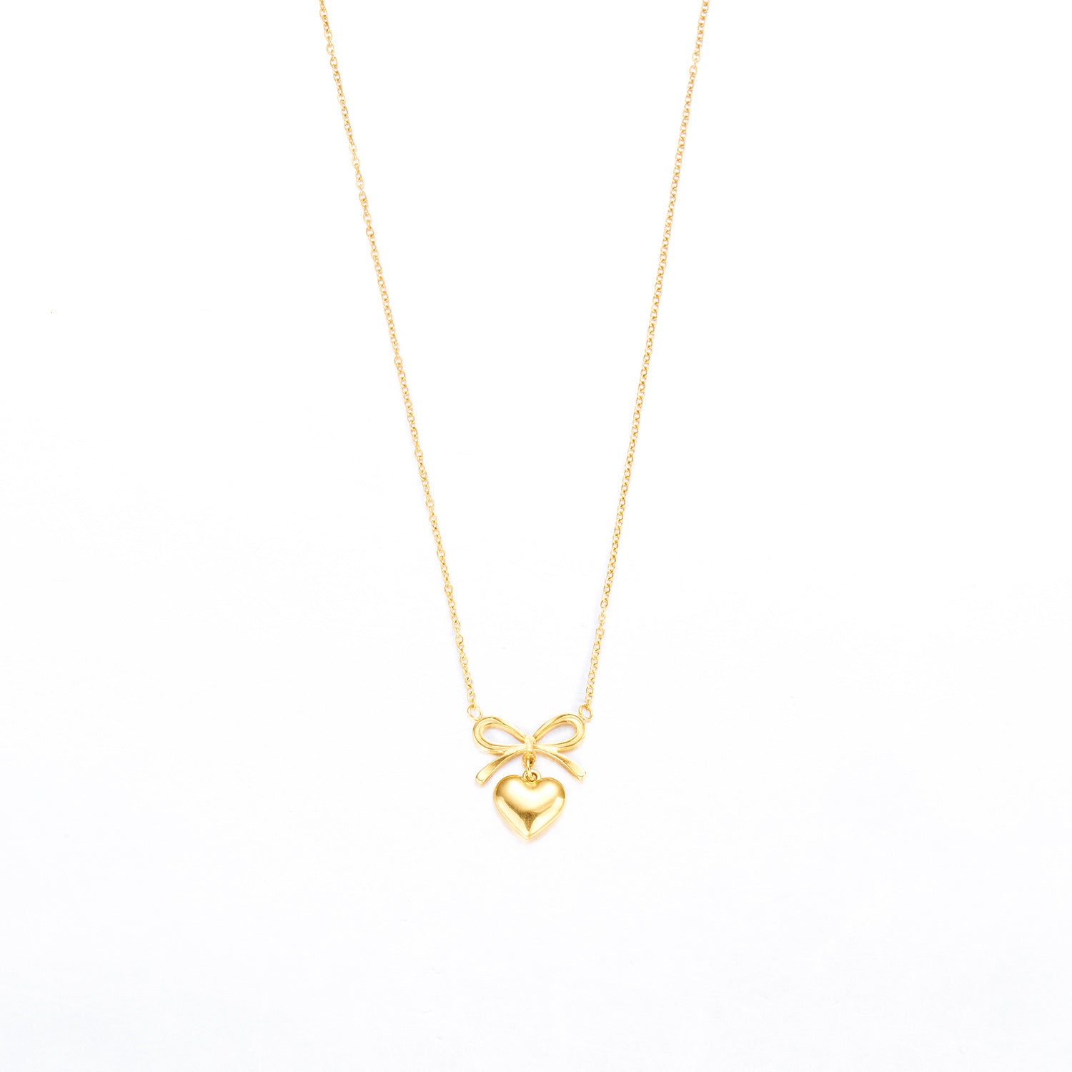 Stainless Steel New Fashion Fine Waterproof Jewelry Love Heart Bowknot Shape Charm Chain Choker Necklaces Pendant For Women Fashion Jewelry - FASHIONKULTUR