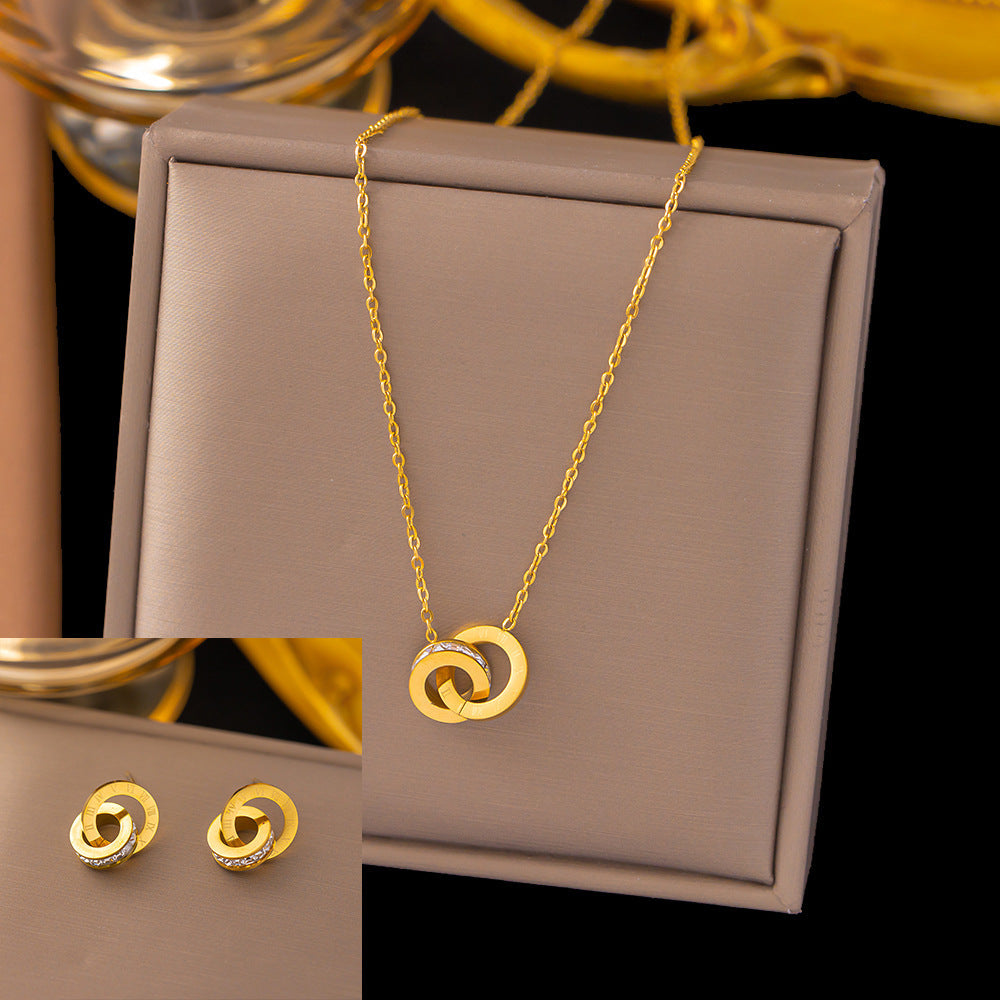 Stainless Steel Necklace Earrings Women's Jewelry Suit - FASHIONKULTUR