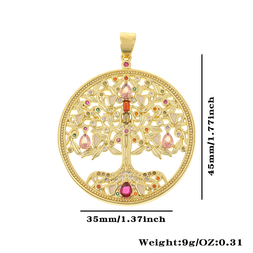 Colorful Zircon Light Luxury Tree Of Life Pendant - FASHIONKULTUR