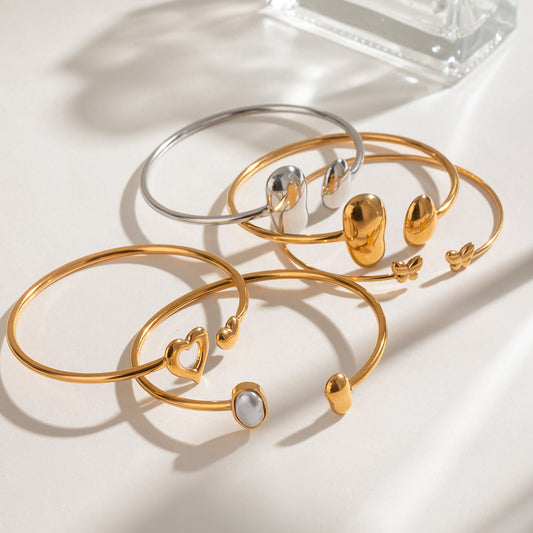 Stainless Steel Irregular Water Drop Open-ended Bracelet - FASHIONKULTUR