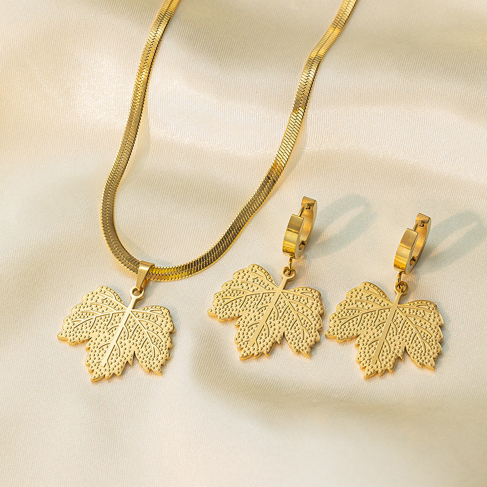 Stainless Steel Necklace Earrings Women's Jewelry Suit - FASHIONKULTUR